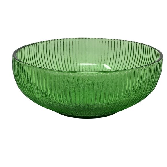 EO BRODY Glass Candy Bowl Emerald Green Ribbed Round Dish Vtg Cleveland USA - Picture 2 of 5
